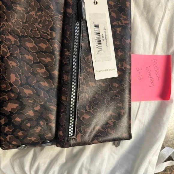 NWT Med VIP Black Leopard Hammitt. GM hardware. Suede red lining. - Picture 2 of 8